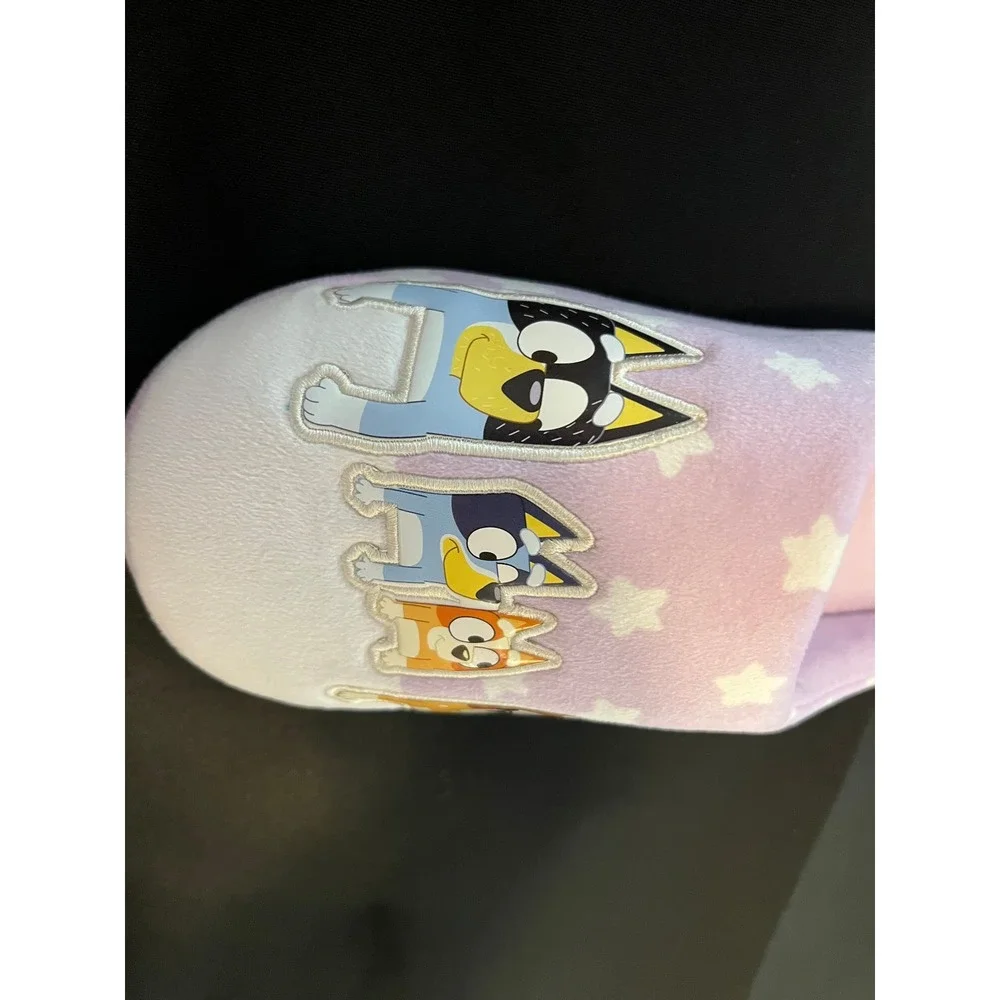 Ground Up Bluey Purple Star Plush Scuff Slippers Kids Size 9-10 Bandit Bingo